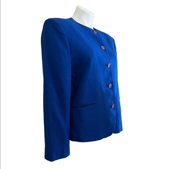 CHRISTIAN DIOR Royal Blue Cropped Blazer Size 12 - Picture 2 of 7